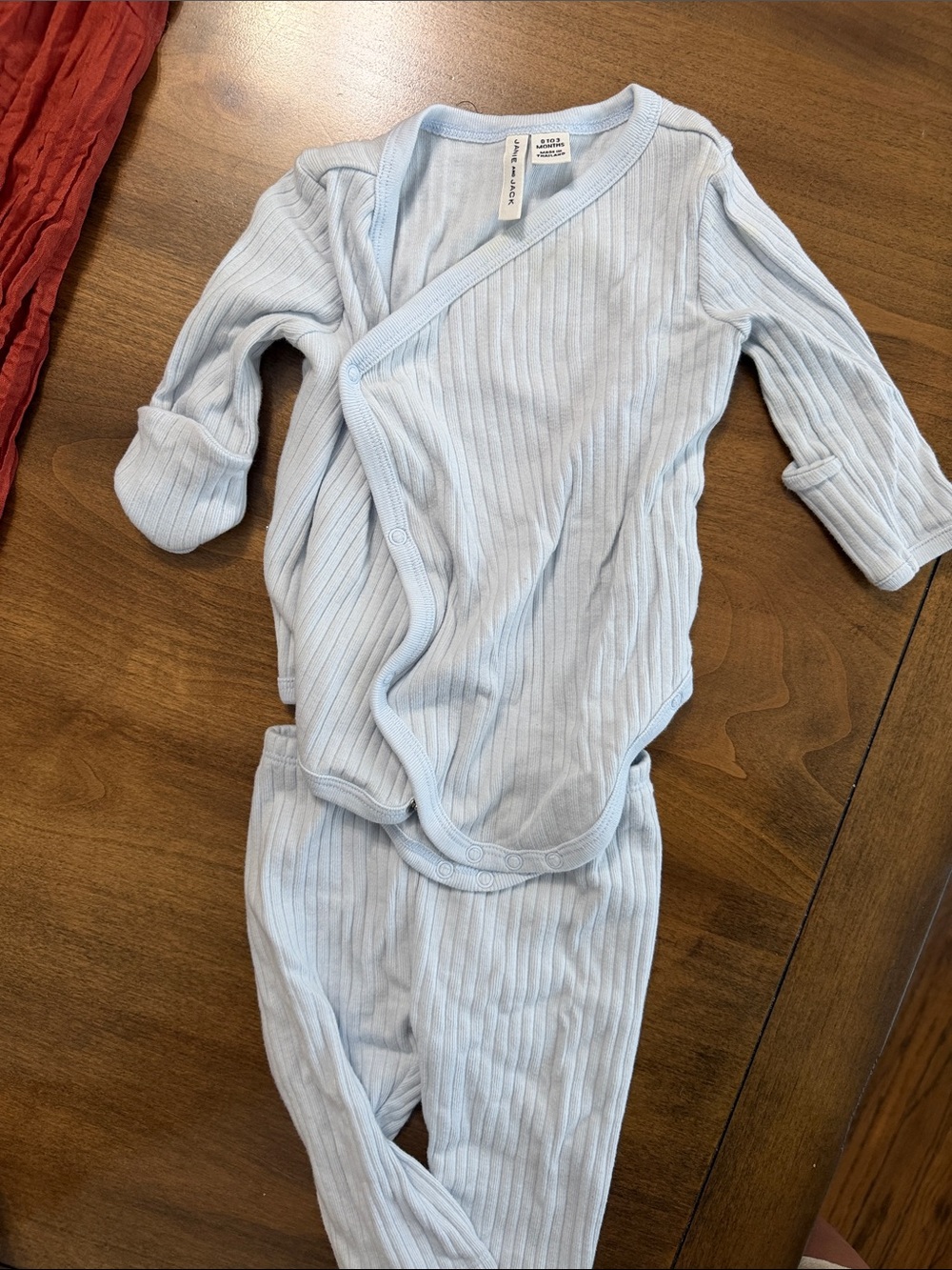 Janie and Jack Light Blue Ribbed Kimono Bodysuit & Pants Set